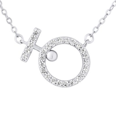 Collier Tendance motif “CERCLE” petit modèle serti d’Oxydes de Zirconium