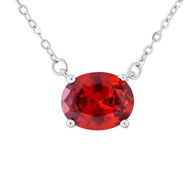 Collier SOLITAIRE Oxyde de Zirconium Ovale ROUGE