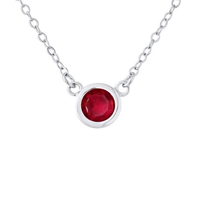 Collier SOLITAIRE Oxyde de Zirconium ROUGE serti clos