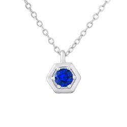 Collier SOLITAIRE Oxyde de Zirconium BLEU serti clos