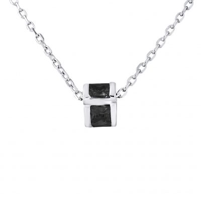Collier motif “TONNEAU” serti d’Oxydes de Zirconium Barrettes Noires