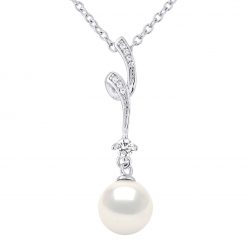 Collier Pendentif “FANTAISIE” Perle Blanche et Oxydes de Zirconium