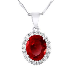 Collier motif “OVALE” PIERRE CRYSTAL Rouge et Oxydes de Zirconium