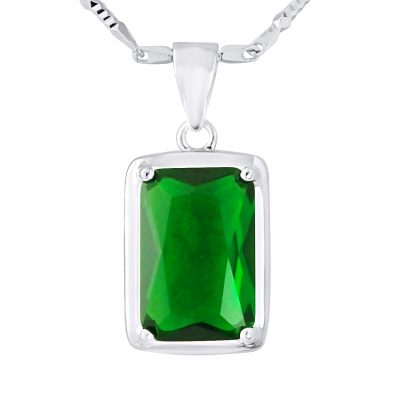 Collier motif “RECTANGLE”  Pierre en CRYSTAL Vert