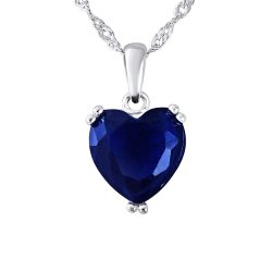 Collier motif “CUR” Pierre en CRYSTAL Bleu Marine