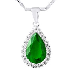 Collier motif “POIRE” Pierre en CRYSTAL Verte