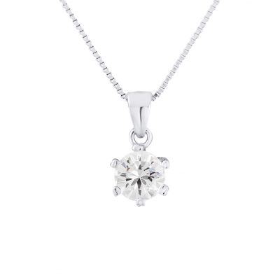 Collier SOLITAIRE serti griffe en argent 925/1000