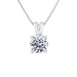 Collier SOLITAIRE Bélière en “V” en argent 925/1000 et Oxydes de Zirconium