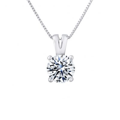 Collier SOLITAIRE Bélière en “V” en argent 925/1000 et Oxydes de Zirconium