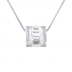 Collier motif “TONNEAU” en argent 925/1000 et Oxydes de Zirconium en Barettes