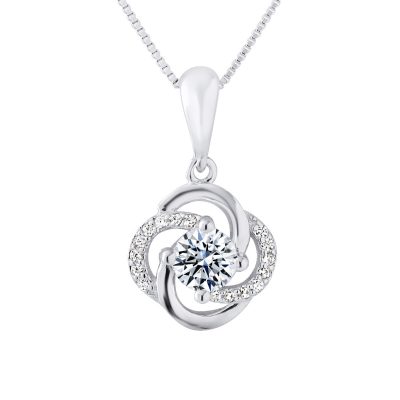 Collier motif “FLEUR”  en argent 925/1000 et Oxydes de Zirconium