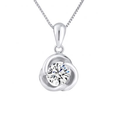 Collier motif “FLEUR”  en argent 925/1000 Serti d’un Oxyde de Zirconium