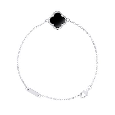 Bracelet motif “TREFLE” NOIR et Oxydes de Zirconium