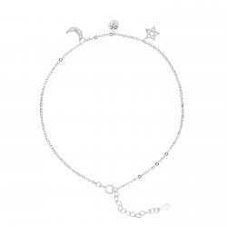 Bracelet motif “ÉTOILE LUNE ET CERCLE” avec Oxydes de Zirconium en Breloques