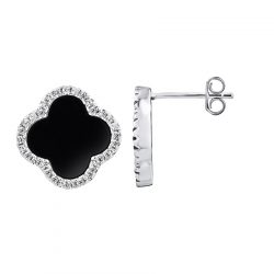 Boucles d’Oreilles motif “TREFLE” NOIR