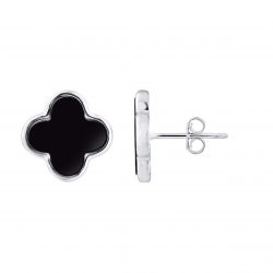 Boucles d’Oreilles motif “TREFLE NOIR”