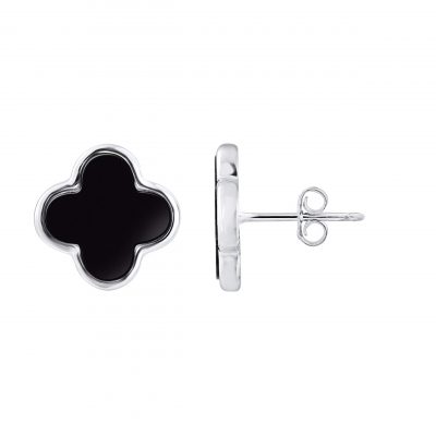 Boucles d’Oreilles motif “TREFLE NOIR”