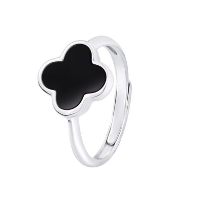 Bague motif “TREFLE” NOIR Ajustable